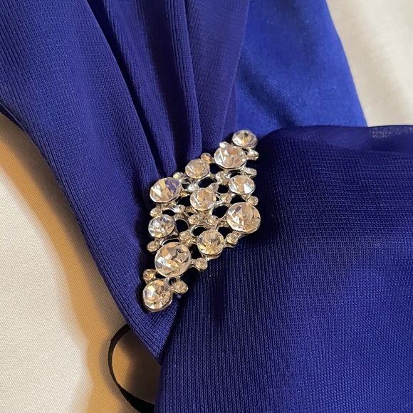 Xscape Royal Blue Asymmetrical Prom Gala Dress Gown - Picture 10 of 15